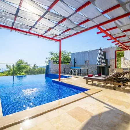 Sleek With Pool Backyard Jacuzzi In Kas Villa Islamlar (Mediterranean)